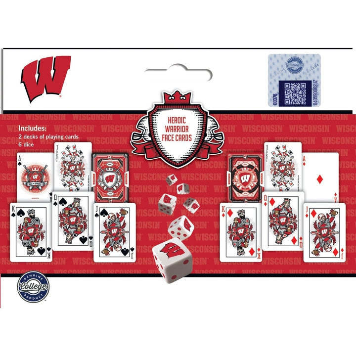 Wisconsin Badgers 2-Pack Playing Cards and Dice Set NCAA Casino Style Game Night Image 3