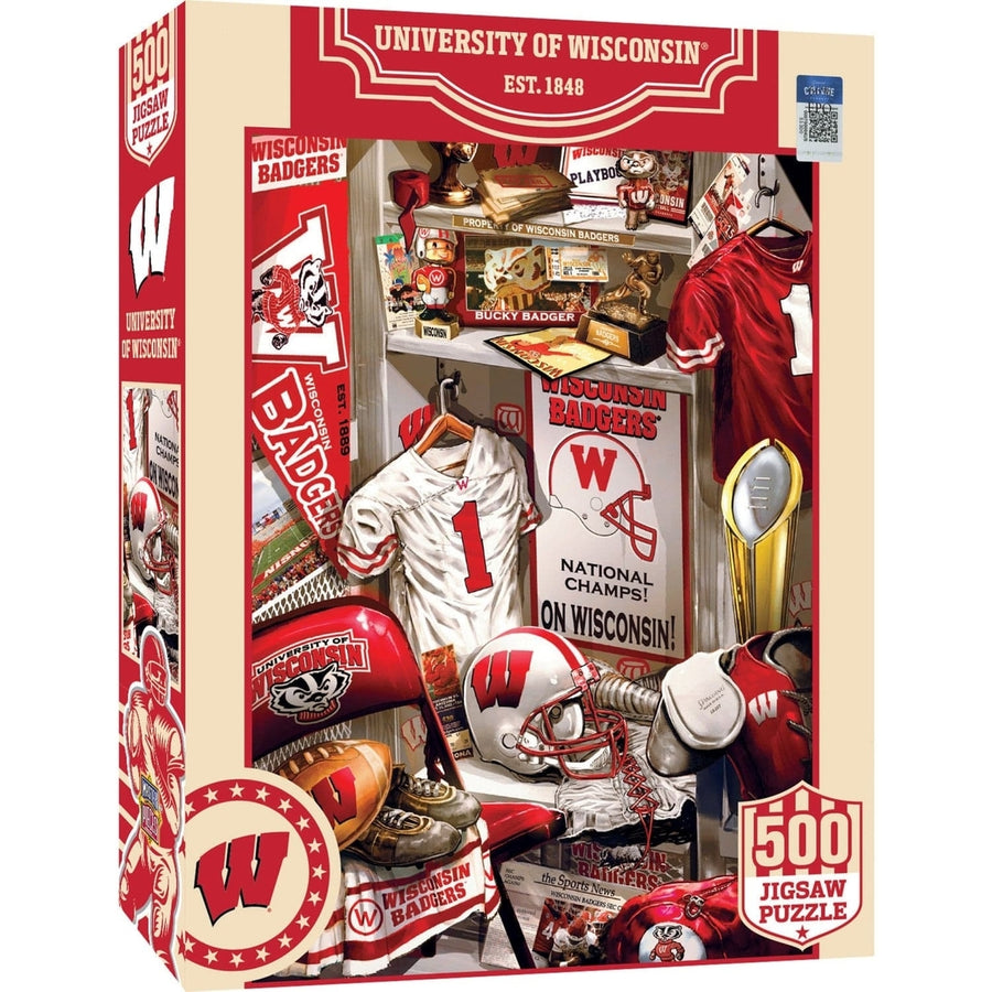 Wisconsin Badgers Locker Room 500 Piece Jigsaw Puzzle Recycled Chipboard Image 1