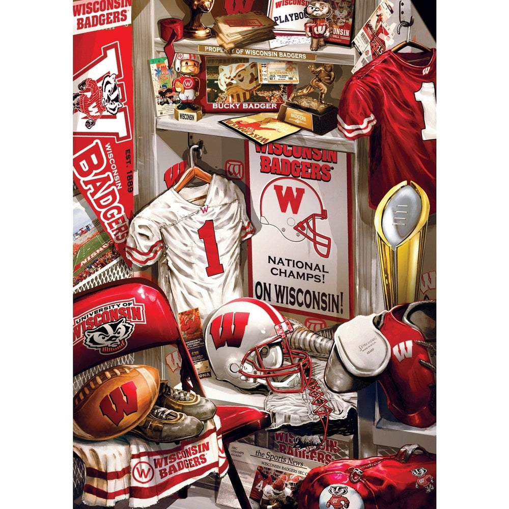 Wisconsin Badgers Locker Room 500 Piece Jigsaw Puzzle Recycled Chipboard Image 2