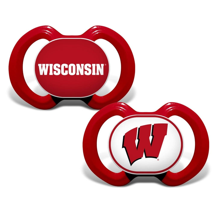 Wisconsin Badgers Pacifier 2-Pack Orthodontic Silicone BPA-Free Team Colors Image 1