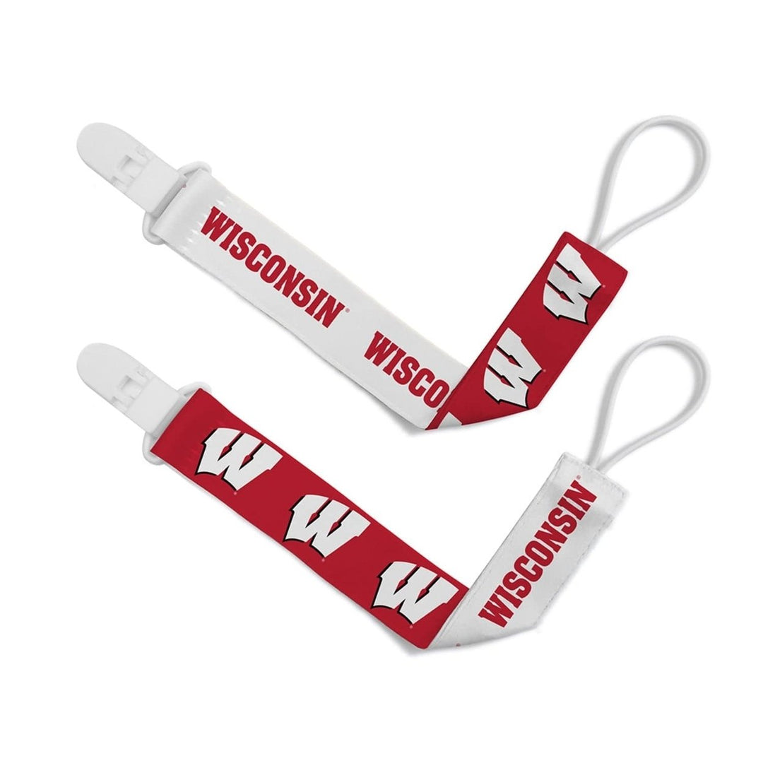 Wisconsin Badgers Pacifier Clip 2-Pack NCAA Baby Fanatic Team Colors Image 1