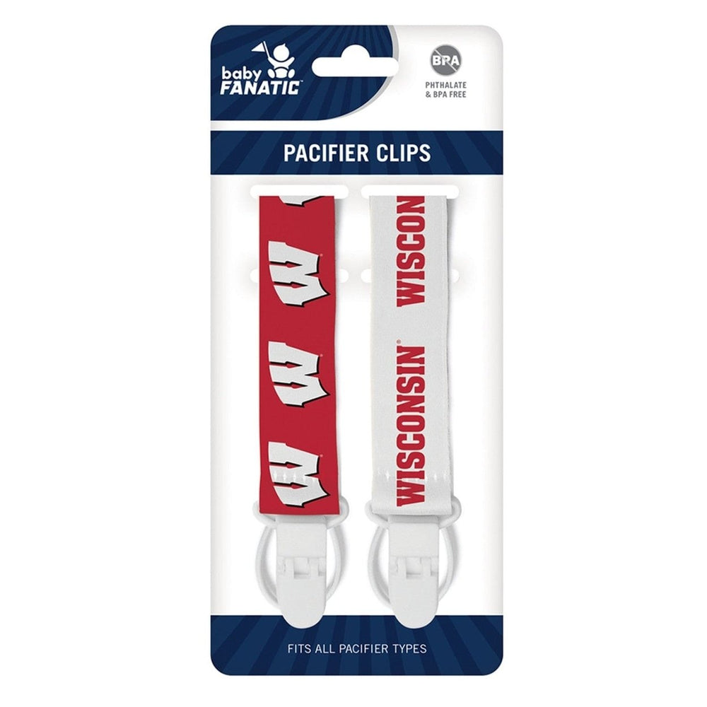 Wisconsin Badgers Pacifier Clip 2-Pack NCAA Baby Fanatic Team Colors Image 2