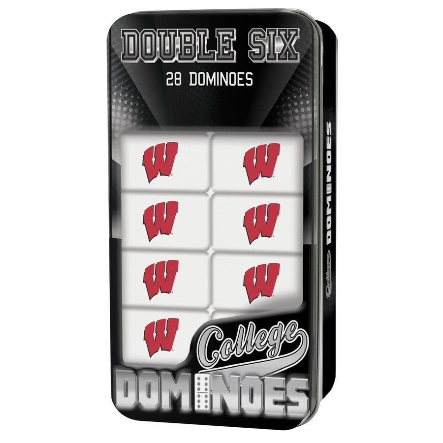 Wisconsin Badgers Dominoes Set NCAA Official Licensed Collectible Tin Box Image 1