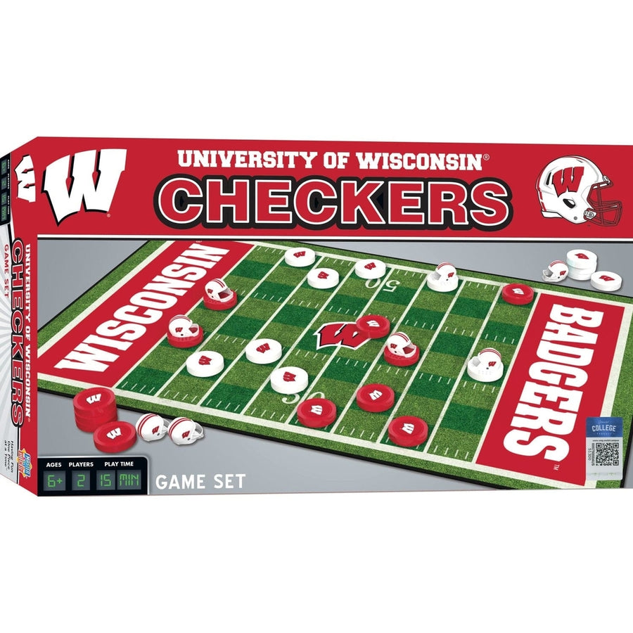 Wisconsin Badgers Checkers Board Game NCAA Officially Licensed 24 Pieces 13x21.375 Image 1