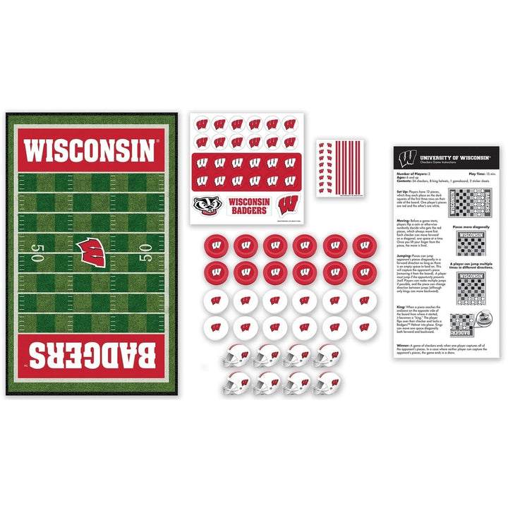 Wisconsin Badgers Checkers Board Game NCAA Officially Licensed 24 Pieces 13x21.375 Image 2