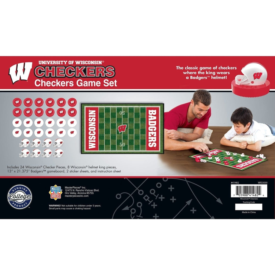 Wisconsin Badgers Checkers Board Game NCAA Officially Licensed 24 Pieces 13x21.375 Image 3