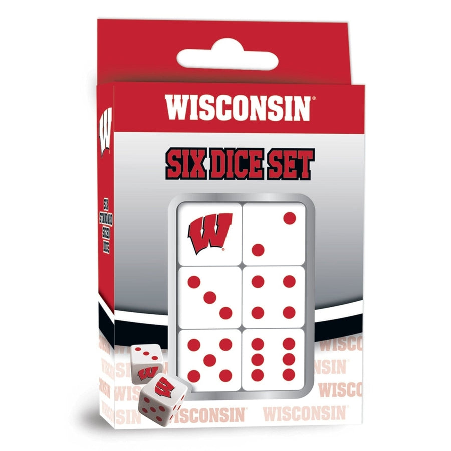 Wisconsin Badgers Dice Set Officially Licensed 6-Piece D6 Gaming Dice 16mm Image 1