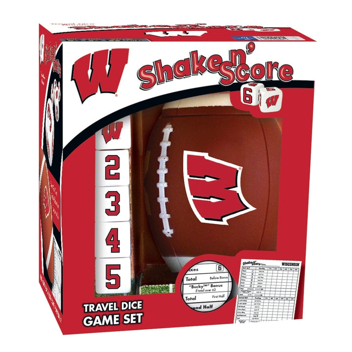 Wisconsin Badgers Shake n Score Dice Game NCAA Travel Game for Fans Image 1