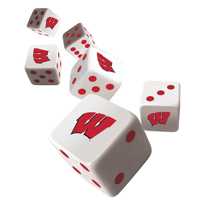 Wisconsin Badgers Dice Set Officially Licensed 6-Piece D6 Gaming Dice 16mm Image 2