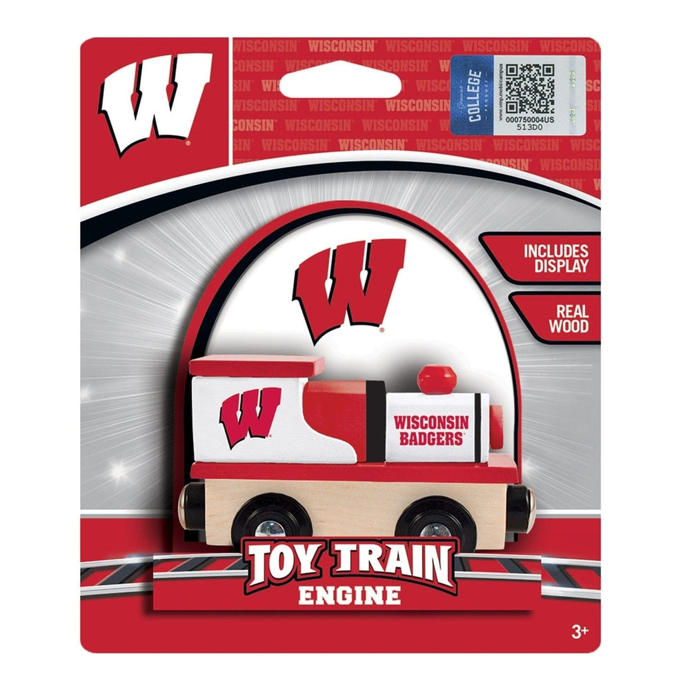 Wisconsin Badgers Wooden Toy Train Engine NCAA Team Colors Compatible Tracks Image 2