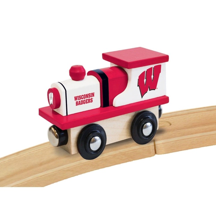 Wisconsin Badgers Wooden Toy Train Engine NCAA Team Colors Compatible Tracks Image 3