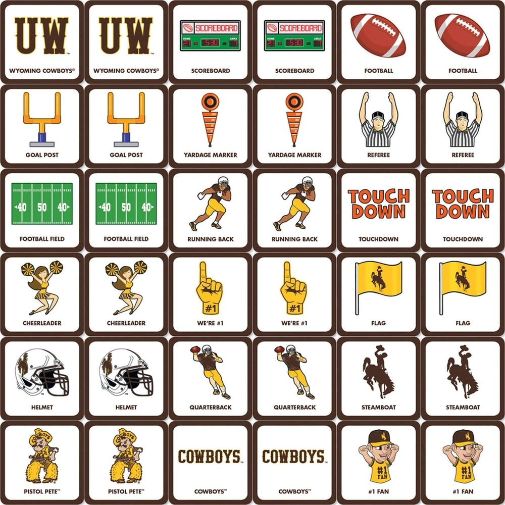 Wyoming Cowboys NCAA Matching Game Family Fun Memory Card Game 18 Pairs Image 2