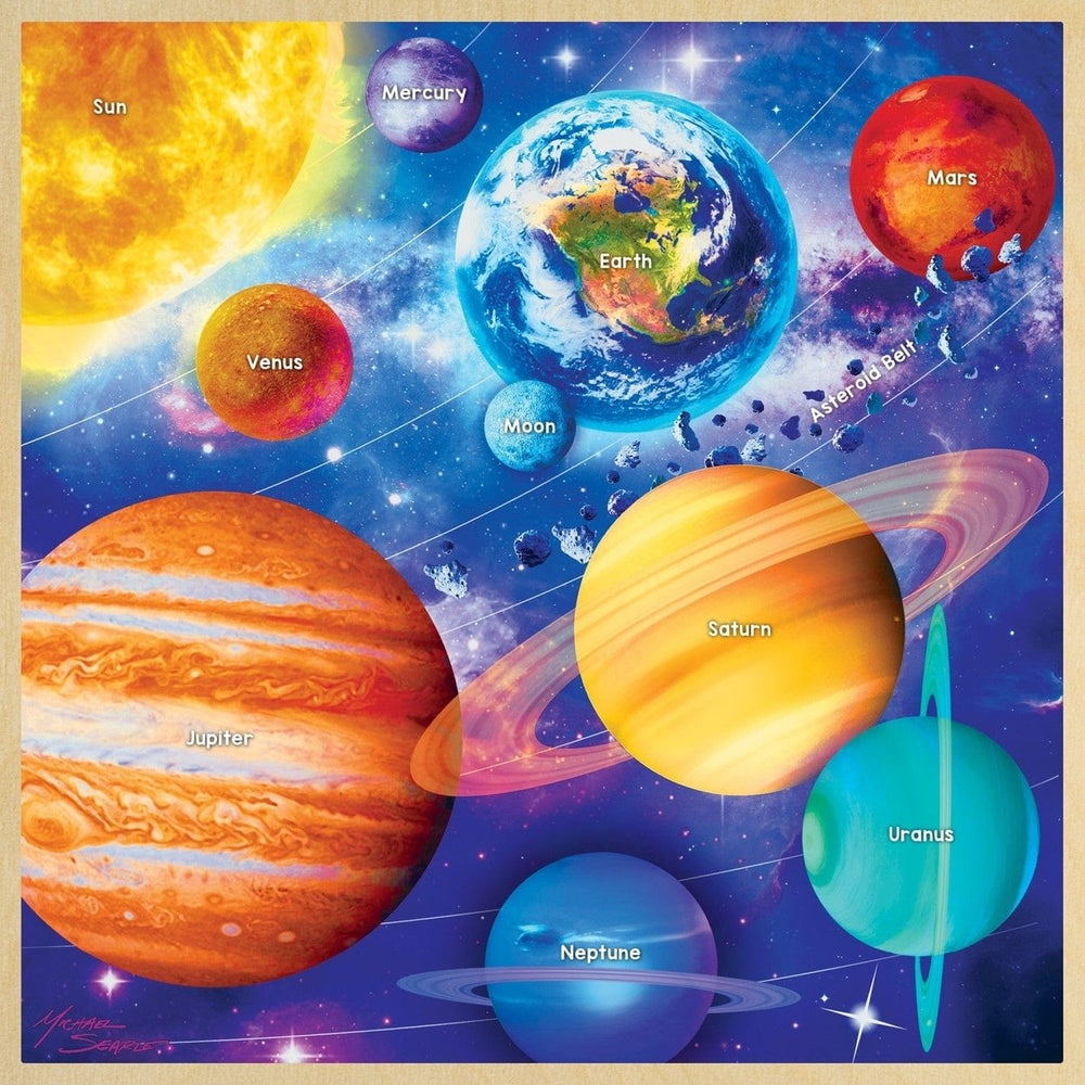 Wood Solar System Jigsaw Puzzle 48 Piece Fun Facts 11x11 Educational Toy Image 2