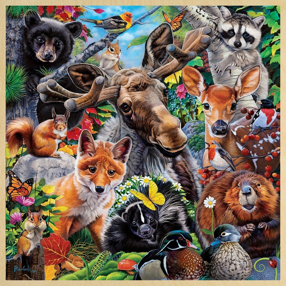 MasterPieces Woodland Friends 48 Piece Wood Jigsaw Puzzle 11x11 Fun Facts Image 2