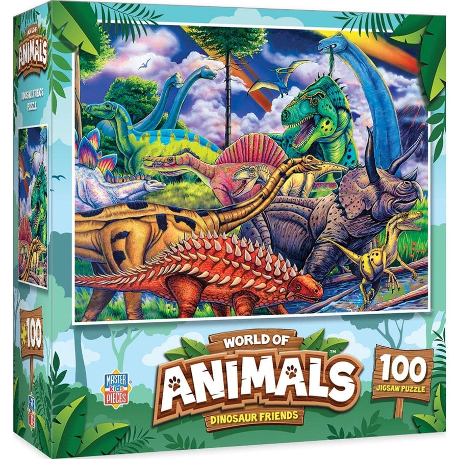 MasterPieces Dinosaur Friends 100 Piece Jigsaw Puzzle 15x11.5 Colorful Fun Image 1