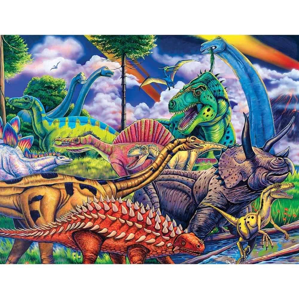 MasterPieces Dinosaur Friends 100 Piece Jigsaw Puzzle 15x11.5 Colorful Fun Image 2