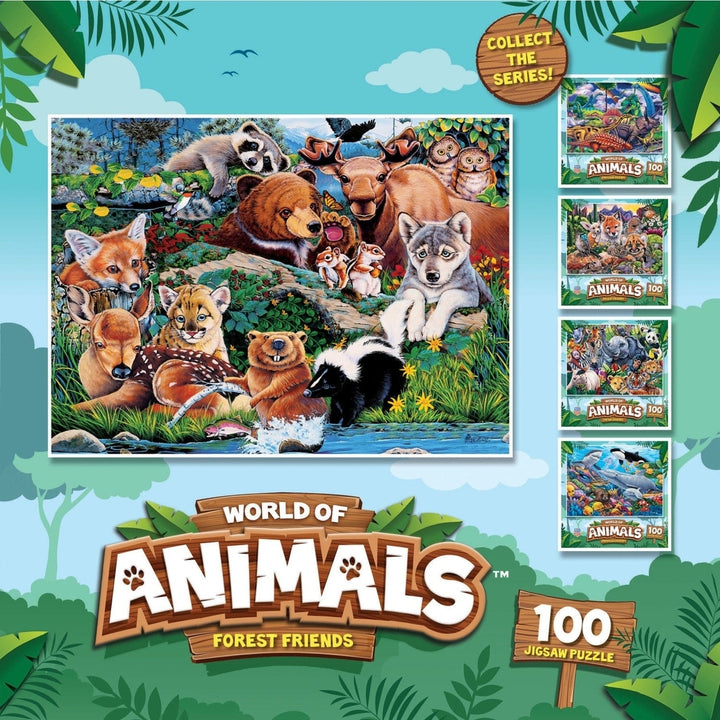 MasterPieces Forest Friends 100 Piece Jigsaw Puzzle 15x11.5 inches Ages 6+ Image 3