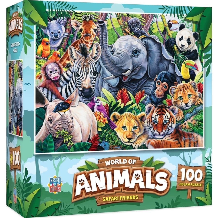 MasterPieces Safari Friends 100 Piece Jigsaw Puzzle 15x11.5 Animal Theme Image 1