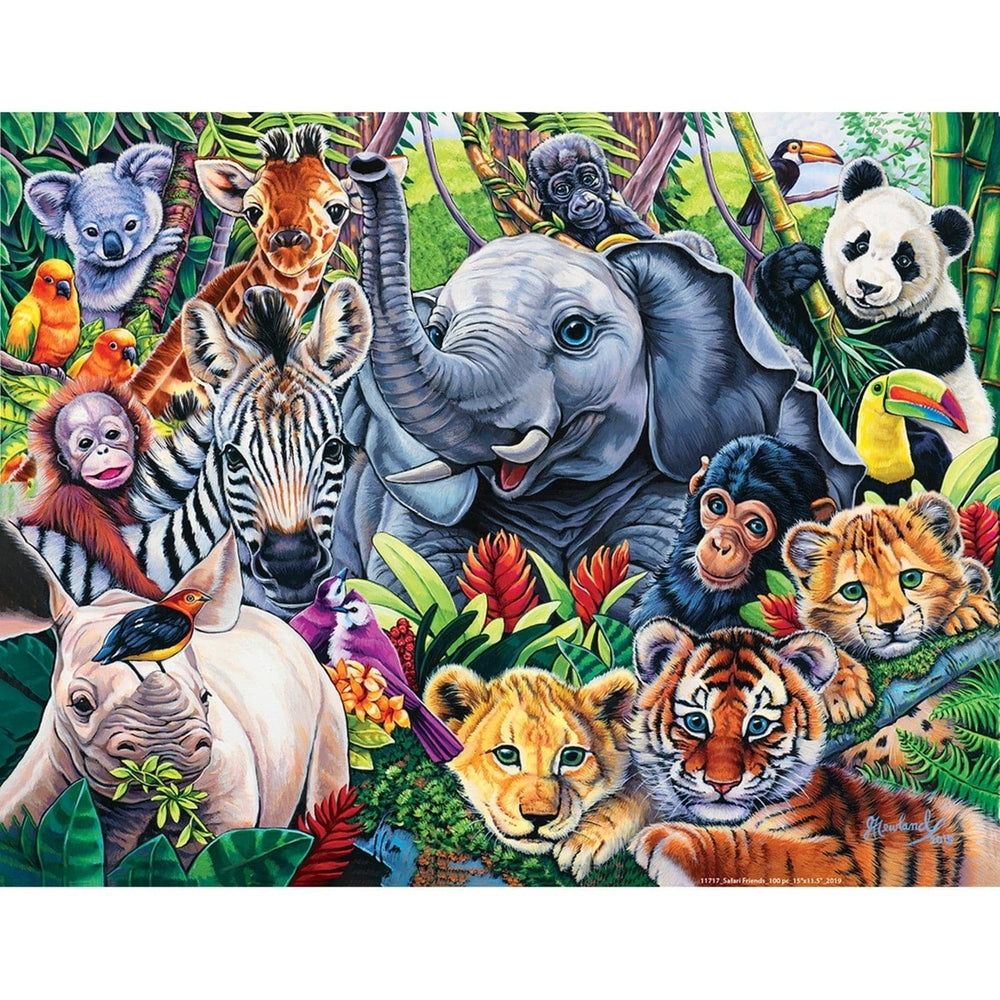 MasterPieces Safari Friends 100 Piece Jigsaw Puzzle 15x11.5 Animal Theme Image 2