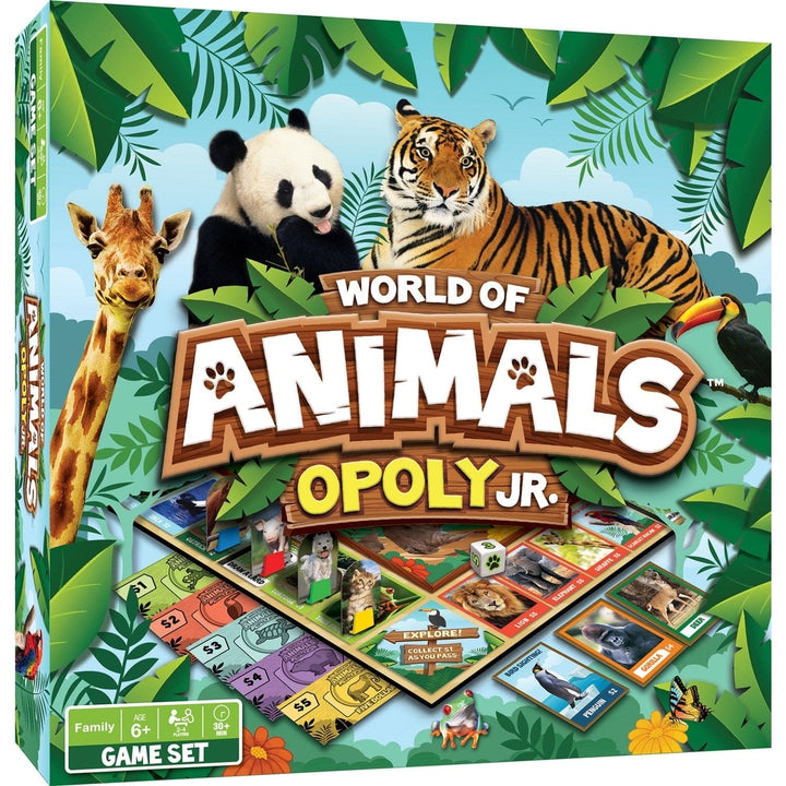 World of Animals Opoly Junior Board Game Family Fun Educational Animal Game Image 1