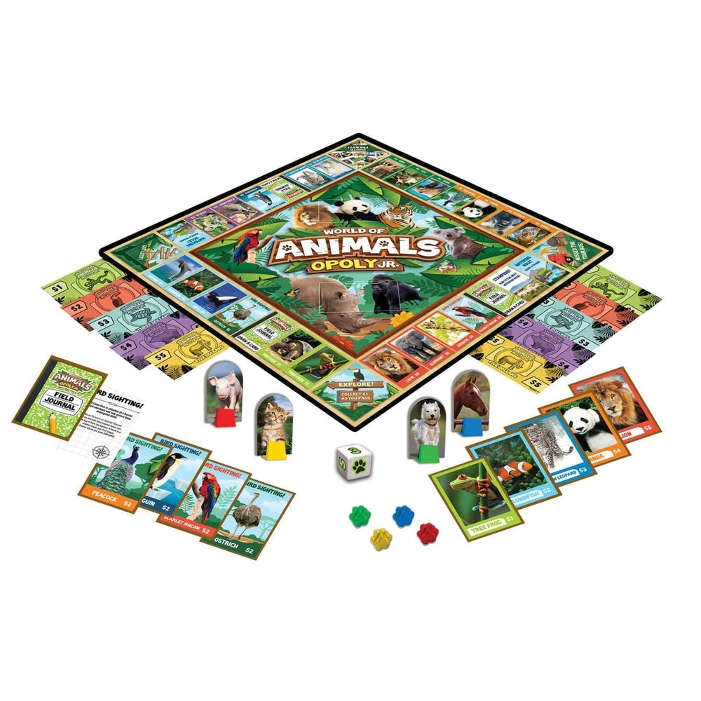 World of Animals Opoly Junior Board Game Family Fun Educational Animal Game Image 2