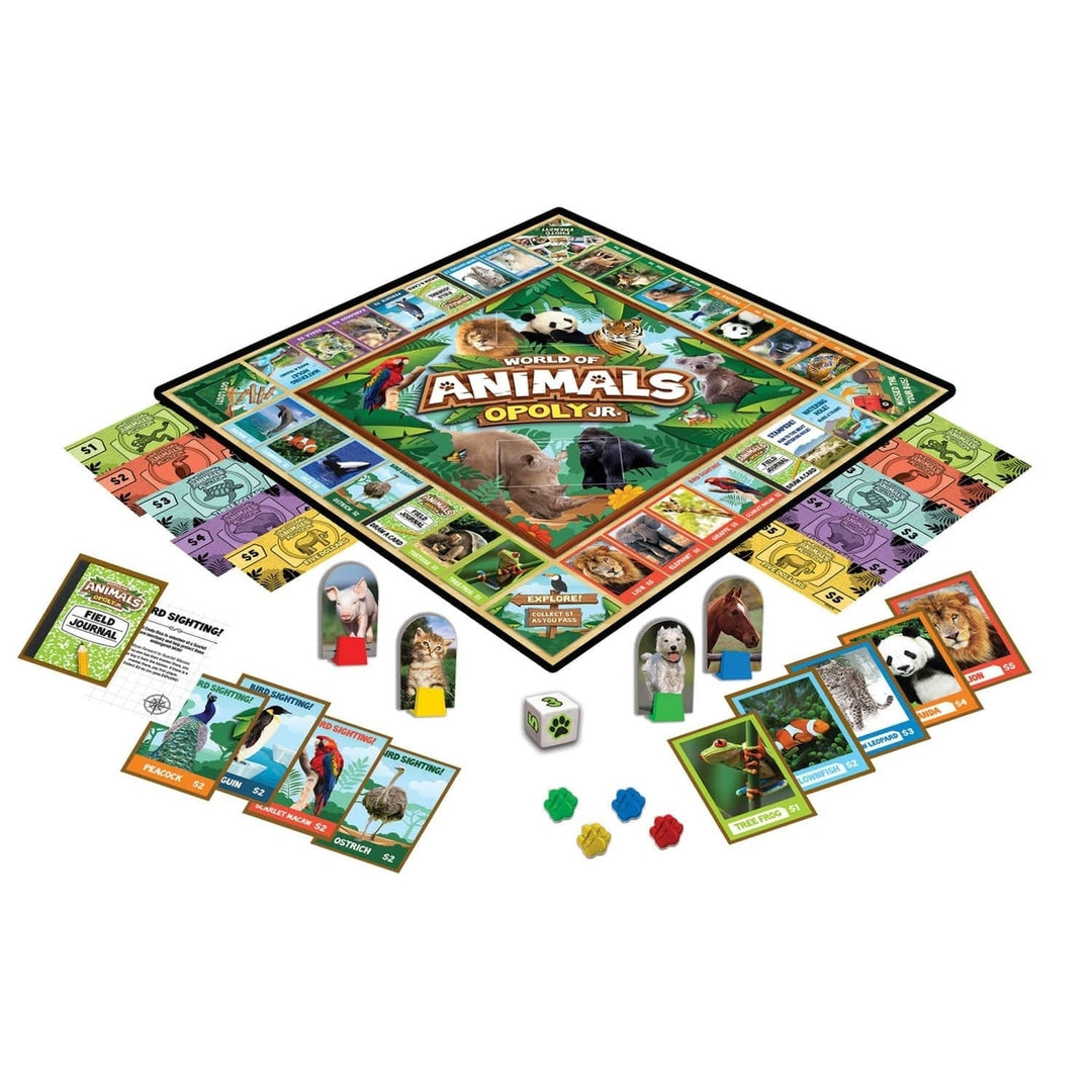 World of Animals Opoly Junior Board Game Family Fun Educational Animal Game Image 2