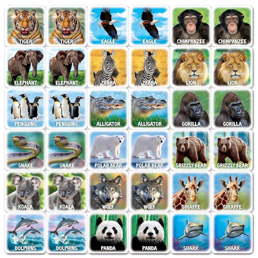 World of Animals Matching Game 36 Cards Family Fun Ages 3 and Up Educational Game Image 2