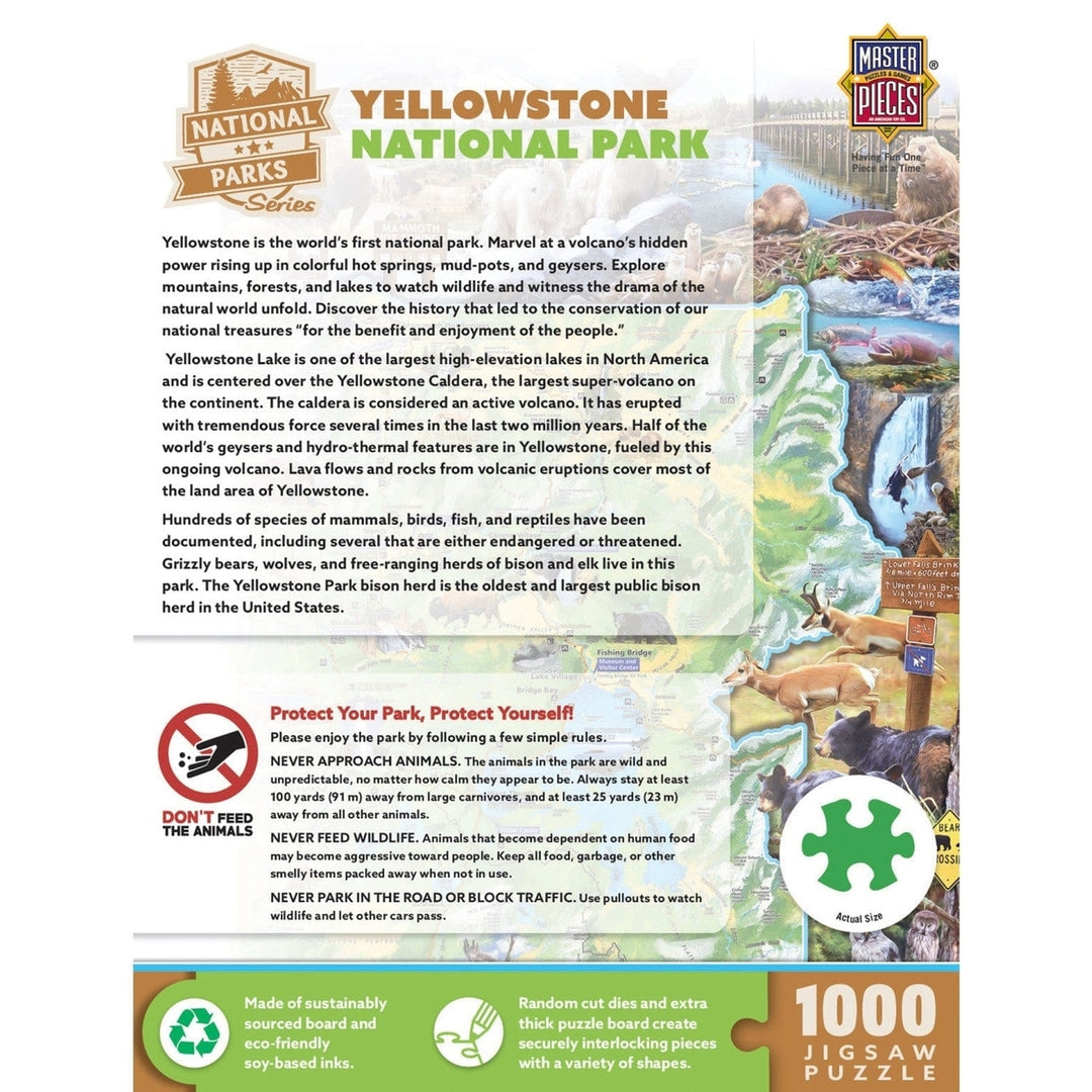 Masterpieces 1000 Piece Yellowstone National Park Jigsaw Puzzle Recycled Board Image 3