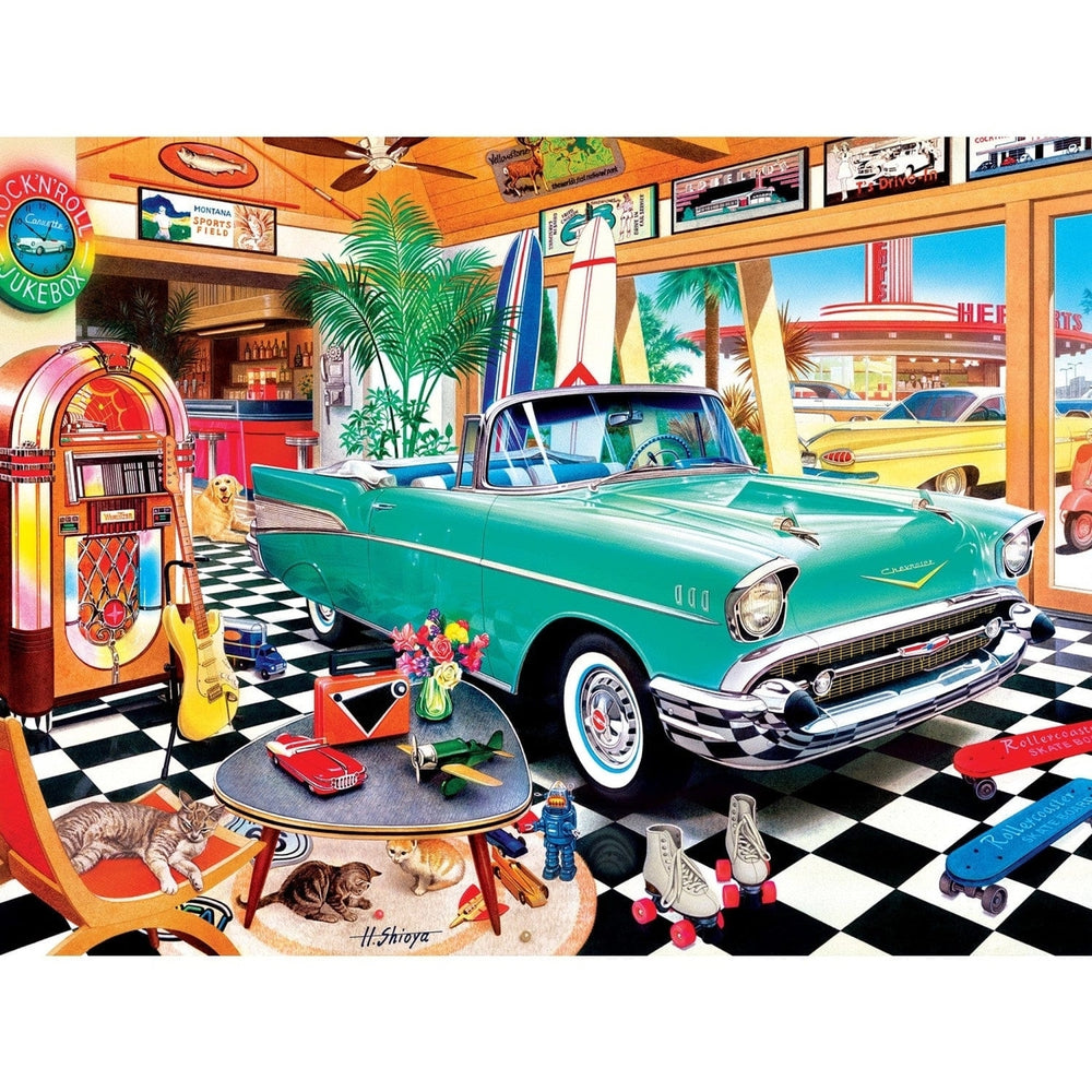 Beach Side Chrome 750 Piece Jigsaw Puzzle Classic Car 50s Diner Nostalgia Image 2