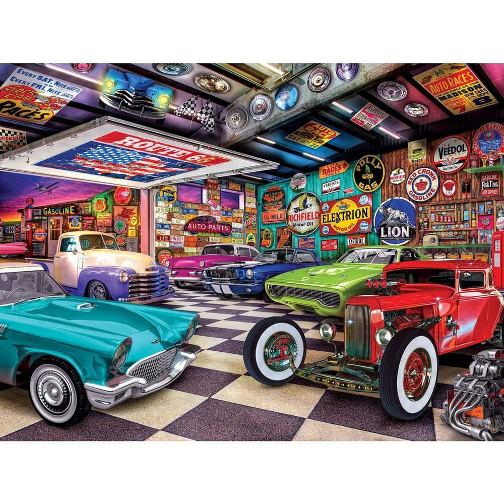 MasterPieces 750 Piece Wheels Jigsaw Puzzle Collectors Garage 18x24 Recycled Image 2