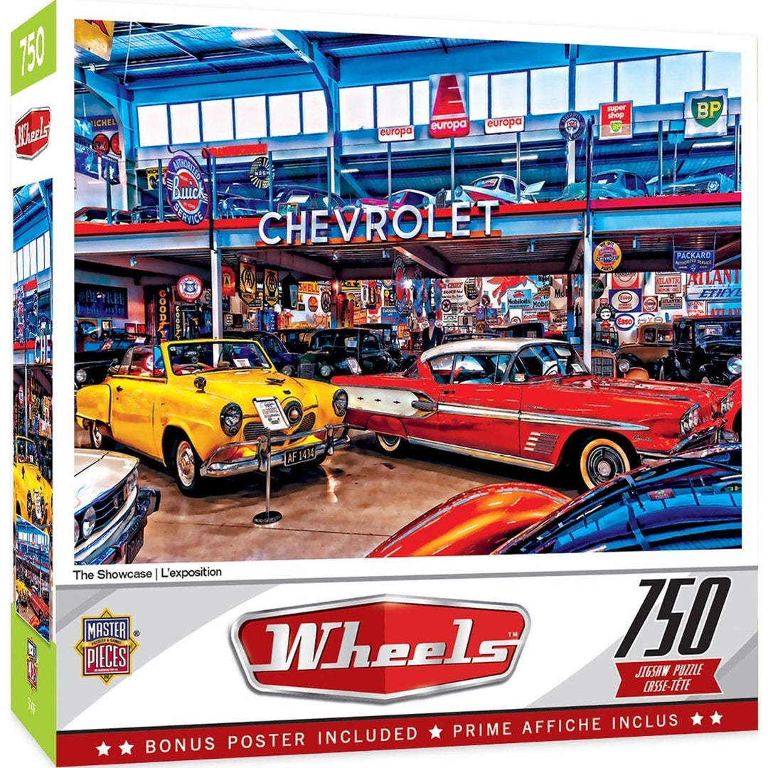 MasterPieces 750 Piece Jigsaw Puzzle Wheels Classic Cars 18x24 Recycled Material Image 1