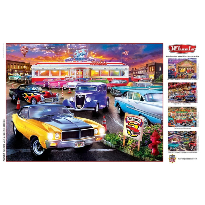 MasterPieces Wheels 750 Piece Jigsaw Puzzle 18x24 Classic Car Show Vintage Image 4