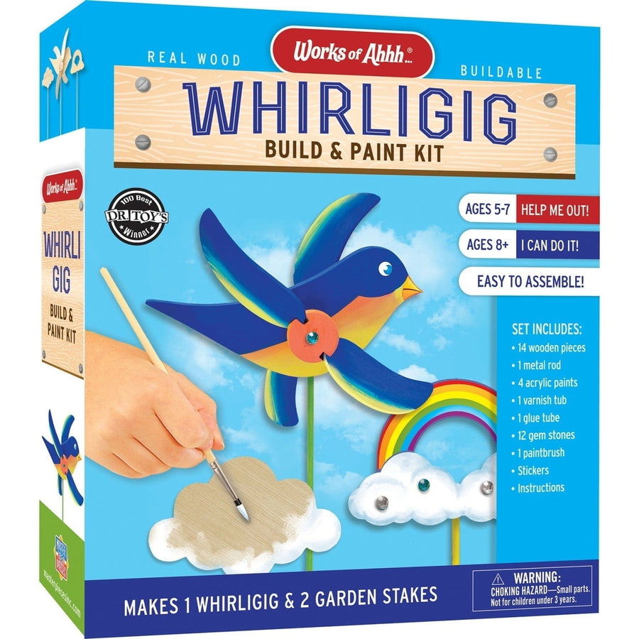 Whirligig Buildable Wood Craft and Paint Kit with Acrylic Paints and Gems Image 1