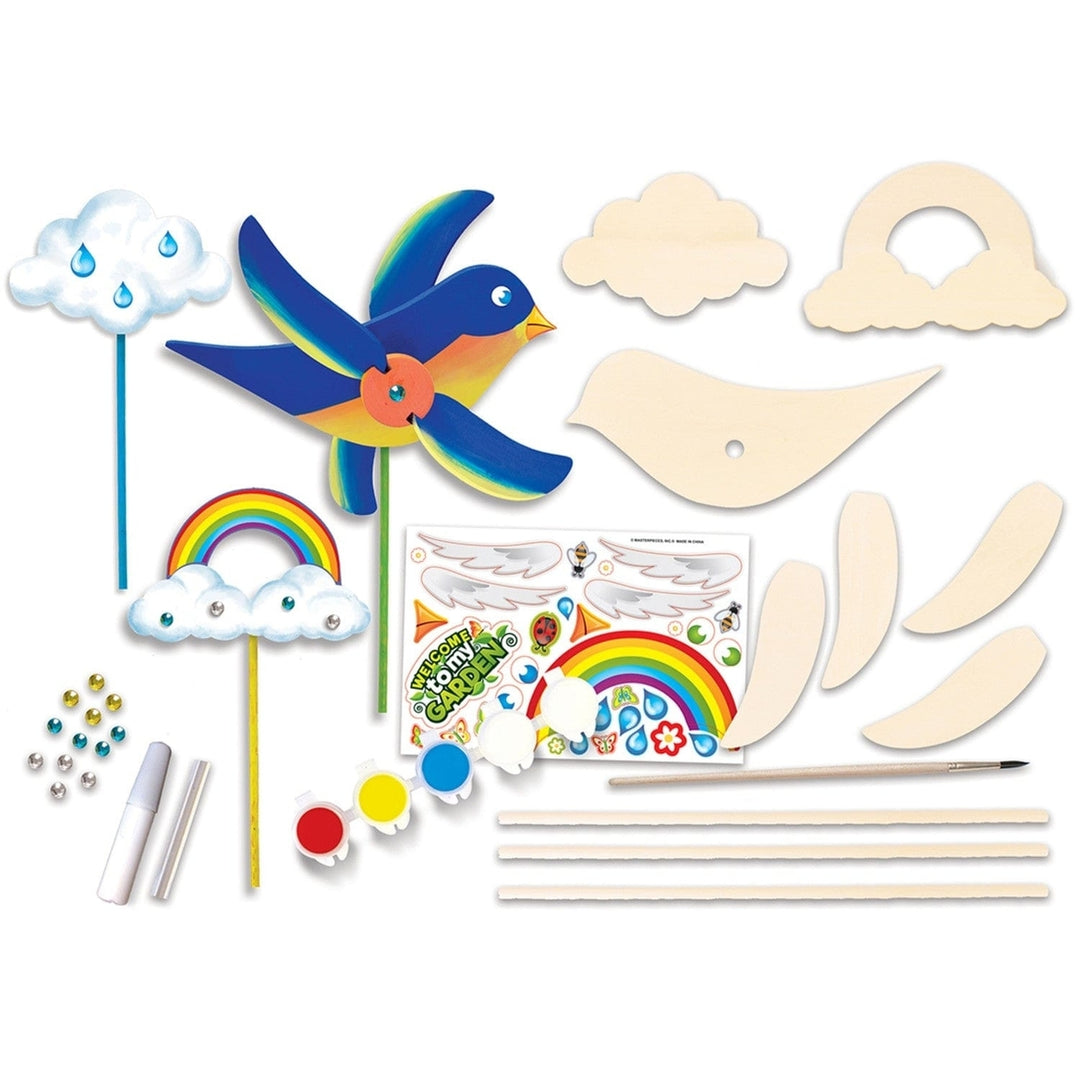 Whirligig Buildable Wood Craft and Paint Kit with Acrylic Paints and Gems Image 2