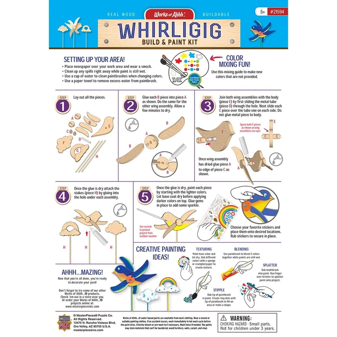 Whirligig Buildable Wood Craft and Paint Kit with Acrylic Paints and Gems Image 4