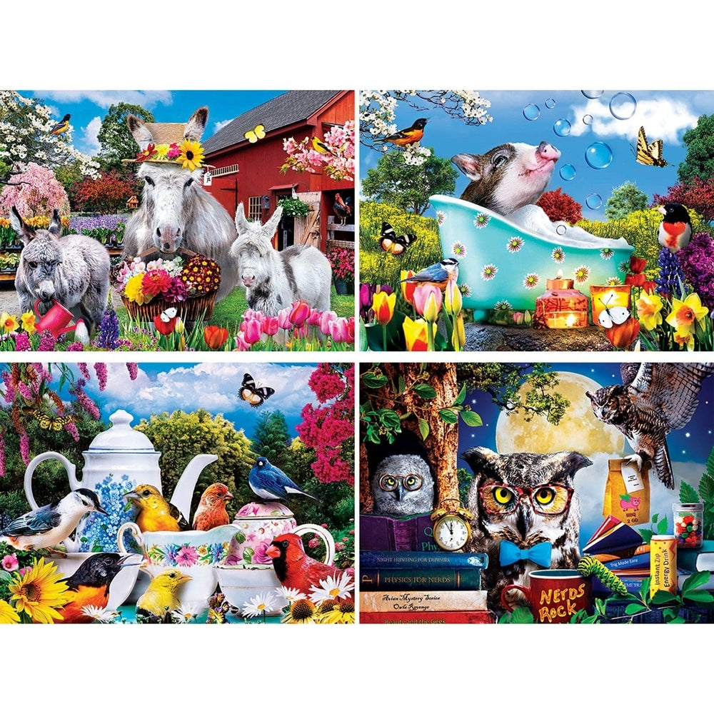 MasterPieces Wild and Whimsical 4 Pack 500 Piece Animal Jigsaw Puzzles Image 2