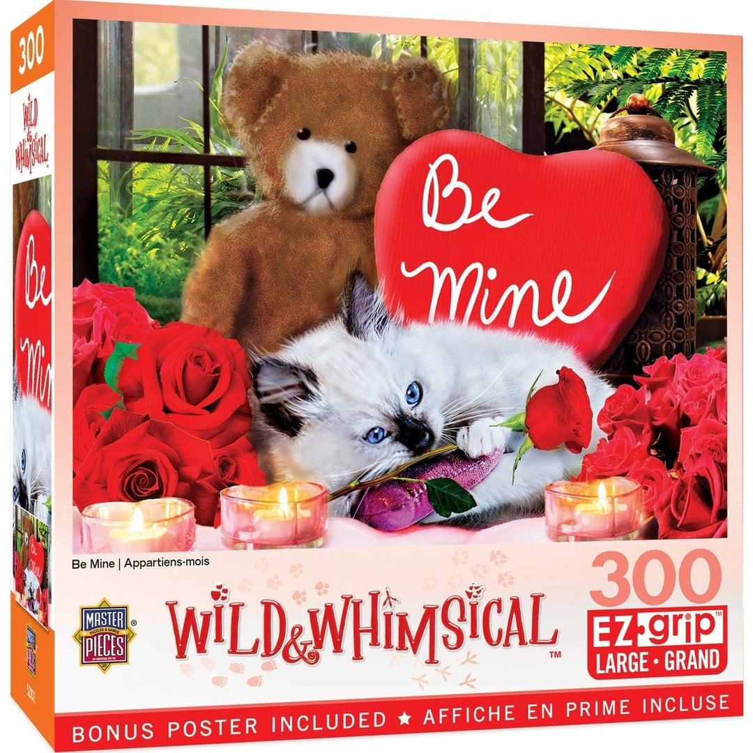 MasterPieces Wild and Whimsical 300 Piece EZ Grip Jigsaw Puzzle Kitten Valentine Image 1