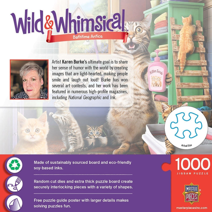 Wild and Whimsical Bathtime Antics 1000 Piece Jigsaw Puzzle Cat Theme Colorful Image 3