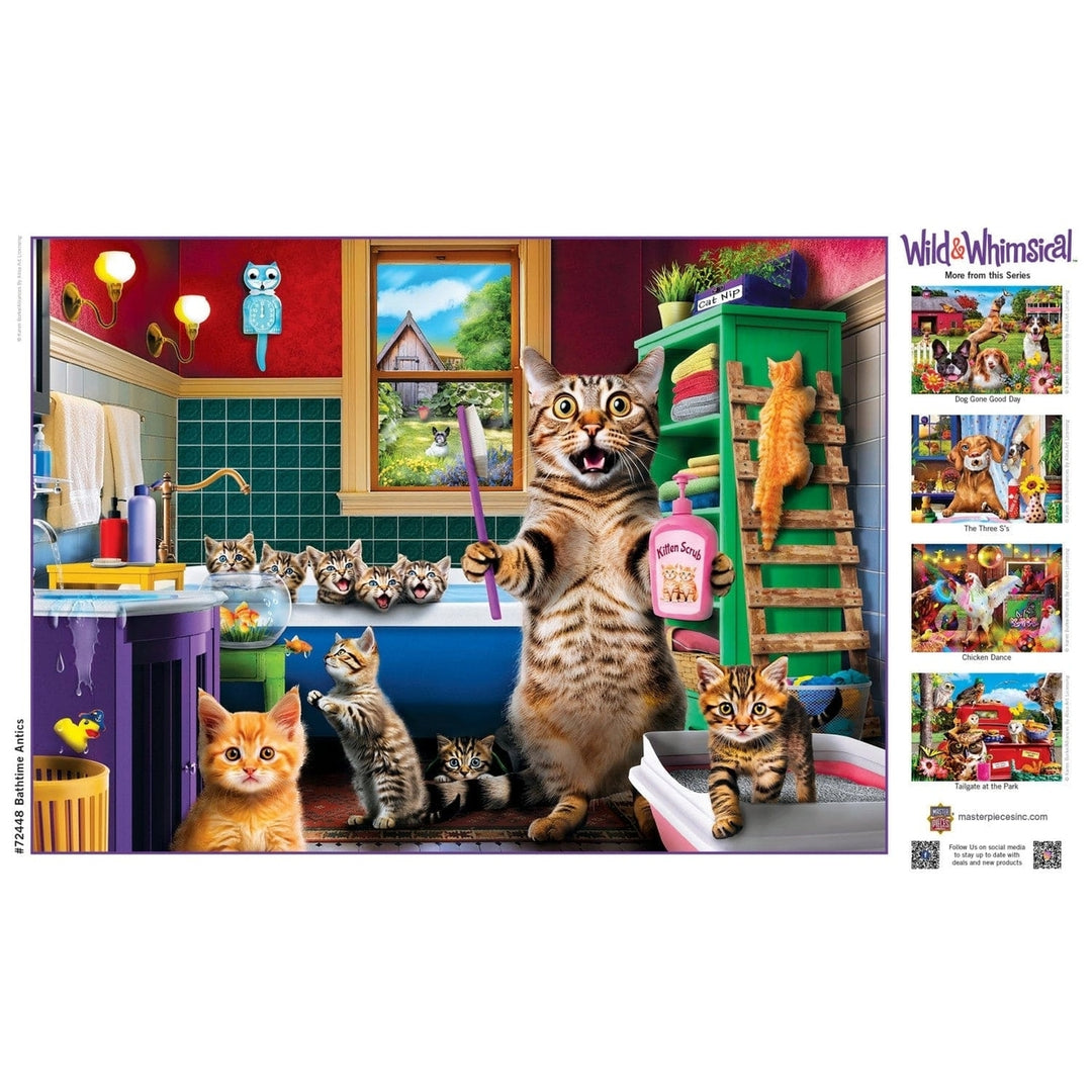 Wild and Whimsical Bathtime Antics 1000 Piece Jigsaw Puzzle Cat Theme Colorful Image 4