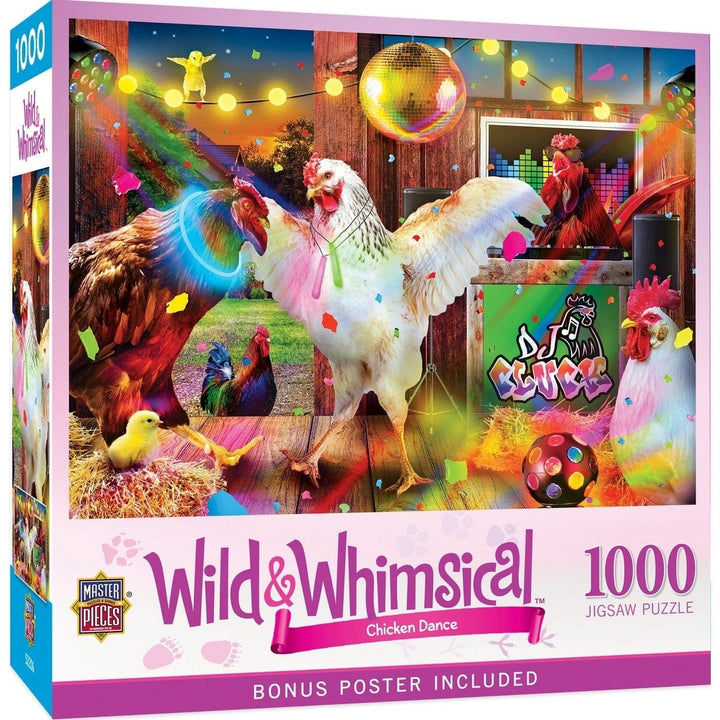 Wild and Whimsical Chicken Dance 1000 Piece Jigsaw Puzzle Colorful Fun Art Image 1