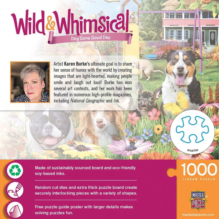 Wild and Whimsical Dog Gone Good Day 1000 Piece Jigsaw Puzzle Farm Dogs Playtime Image 3