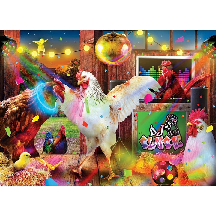 Wild and Whimsical Chicken Dance 1000 Piece Jigsaw Puzzle Colorful Fun Art Image 2