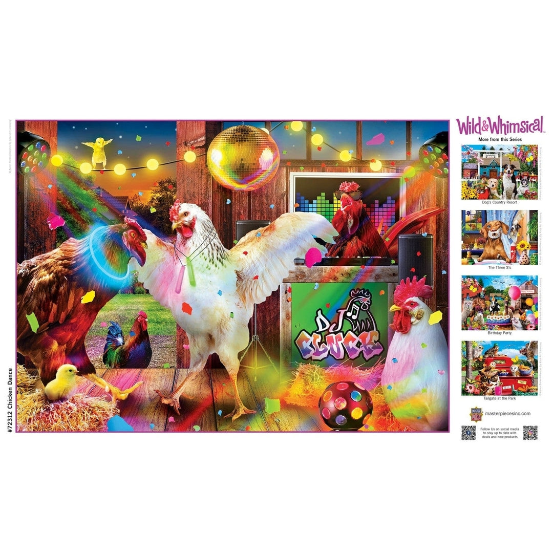 Wild and Whimsical Chicken Dance 1000 Piece Jigsaw Puzzle Colorful Fun Art Image 4