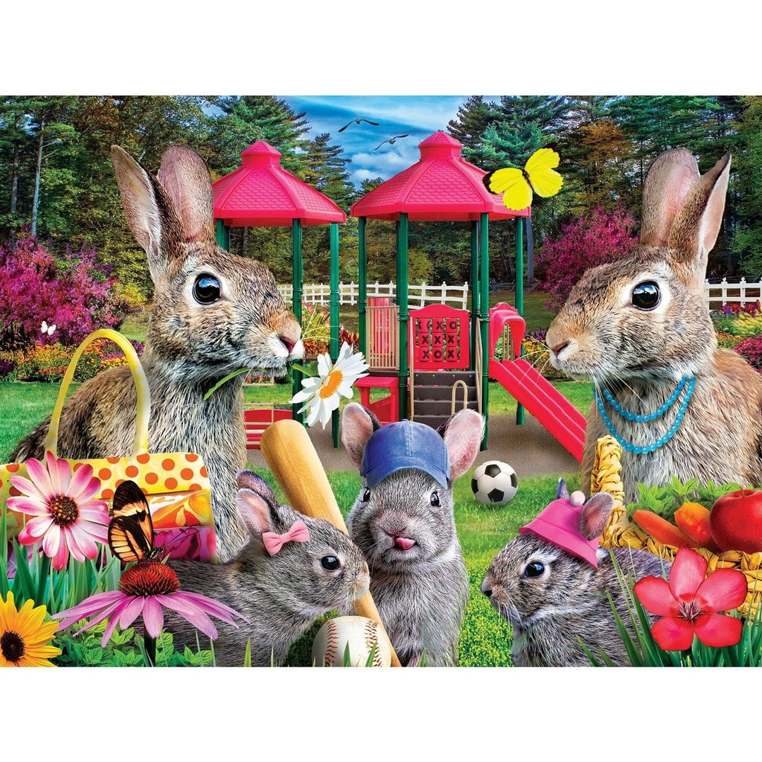 Wild and Whimsical 300 Piece EZ Grip Jigsaw Puzzle Playdate at the Park Bunny Theme Image 2