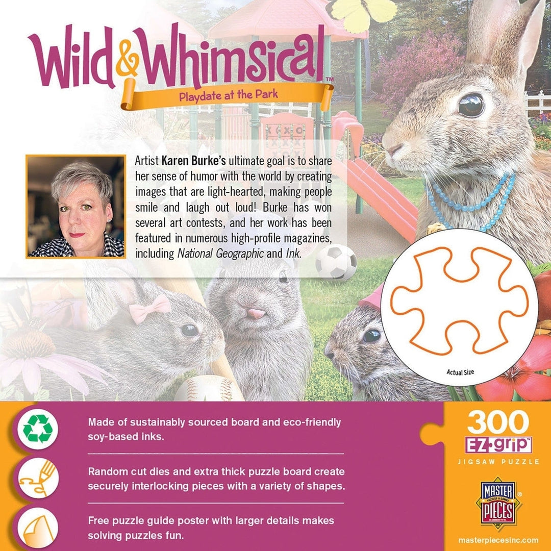 Wild and Whimsical 300 Piece EZ Grip Jigsaw Puzzle Playdate at the Park Bunny Theme Image 3