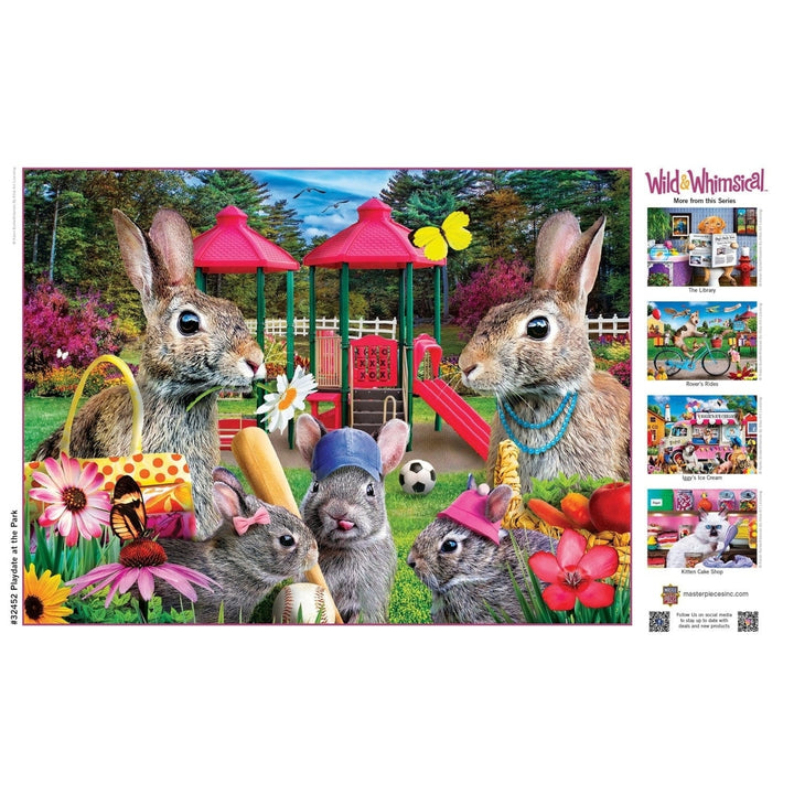 Wild and Whimsical 300 Piece EZ Grip Jigsaw Puzzle Playdate at the Park Bunny Theme Image 4