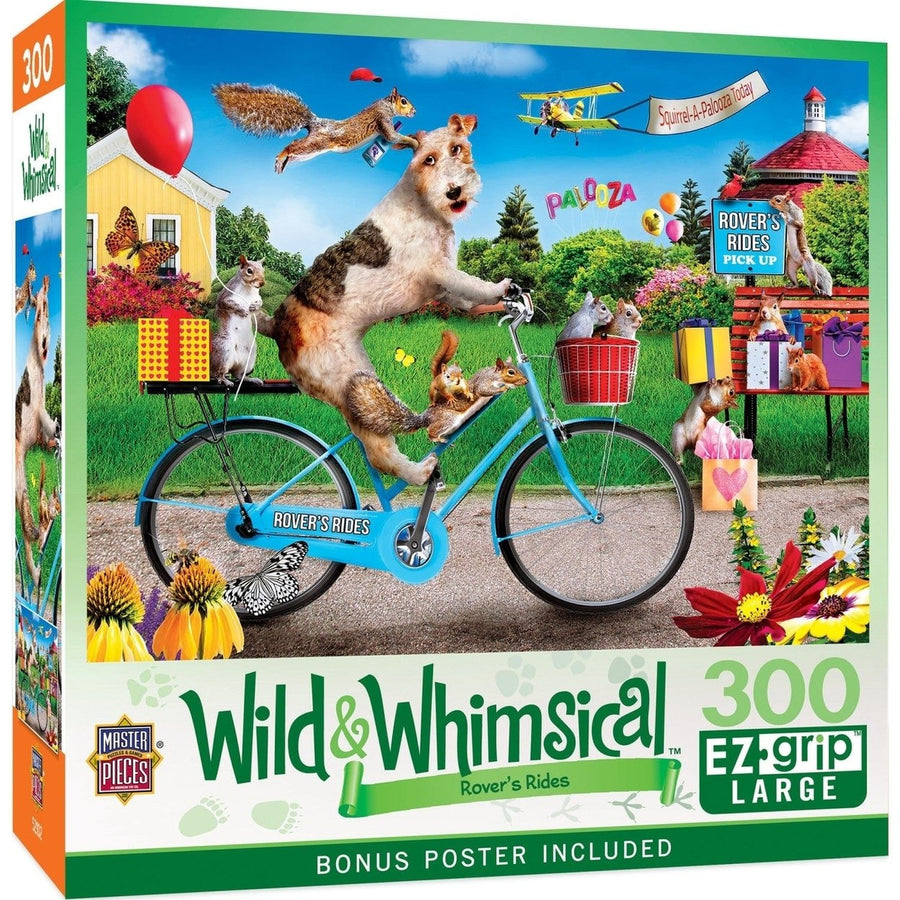 Wild and Whimsical Rover Rides 300 Piece EZ Grip Jigsaw Puzzle Squirrel Party Theme Image 1