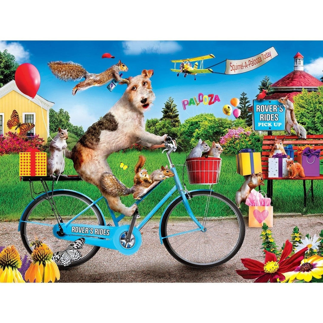 Wild and Whimsical Rover Rides 300 Piece EZ Grip Jigsaw Puzzle Squirrel Party Theme Image 2