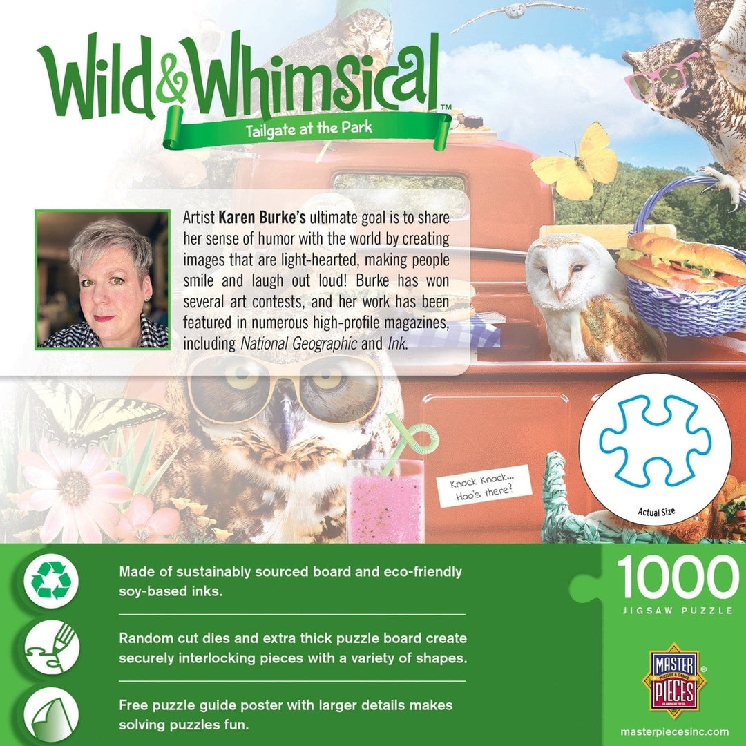 Wild and Whimsical Tailgate at the Park 1000 Piece Jigsaw Puzzle Owls Picnic Image 3