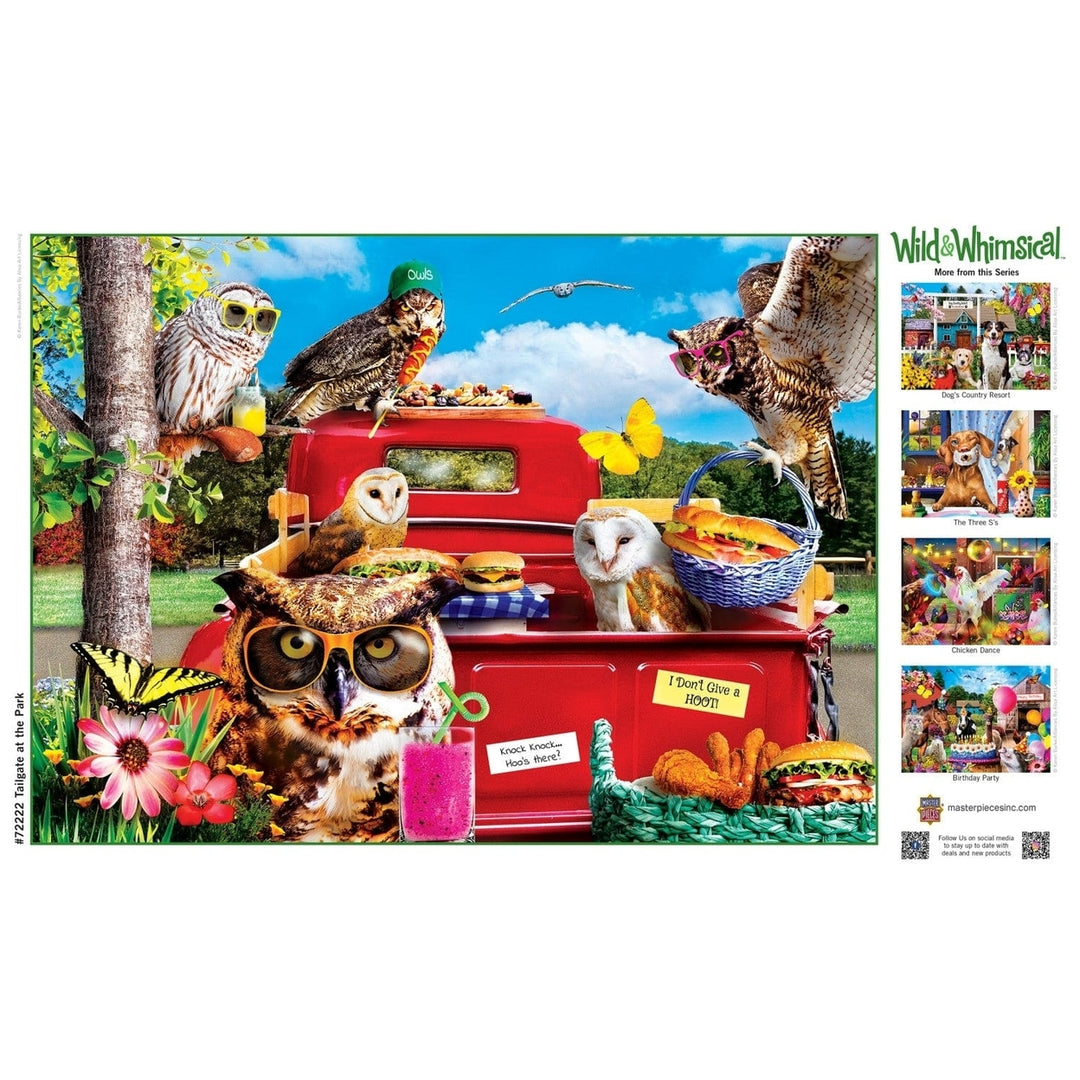 Wild and Whimsical Tailgate at the Park 1000 Piece Jigsaw Puzzle Owls Picnic Image 4